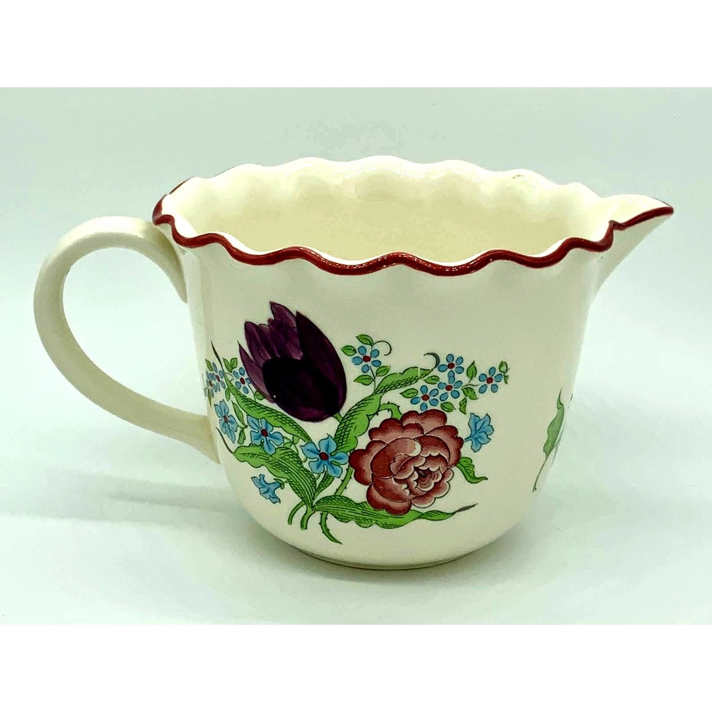 French Bouquet Measuring Cup hand painted glazed pottery Seymore Mann